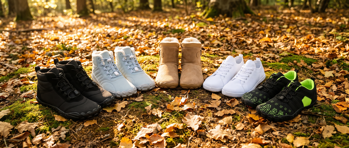 Chaussures barefoot Terraia dans les feuilles d'automne